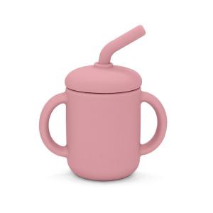 Cup with straw silicone dusty rose
