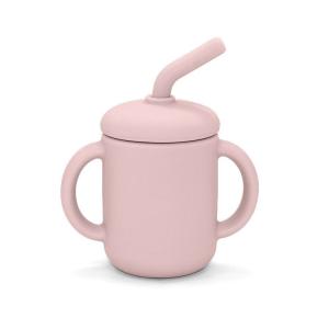 Cup with straw silicone pale mauve
