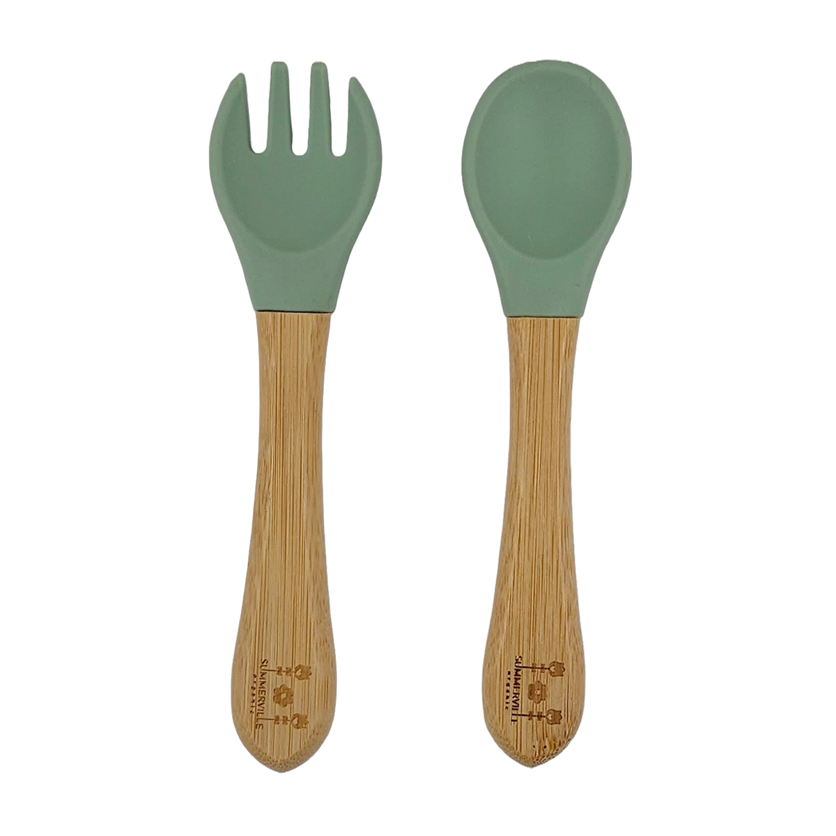 Spoon and fork bamboo cameo green