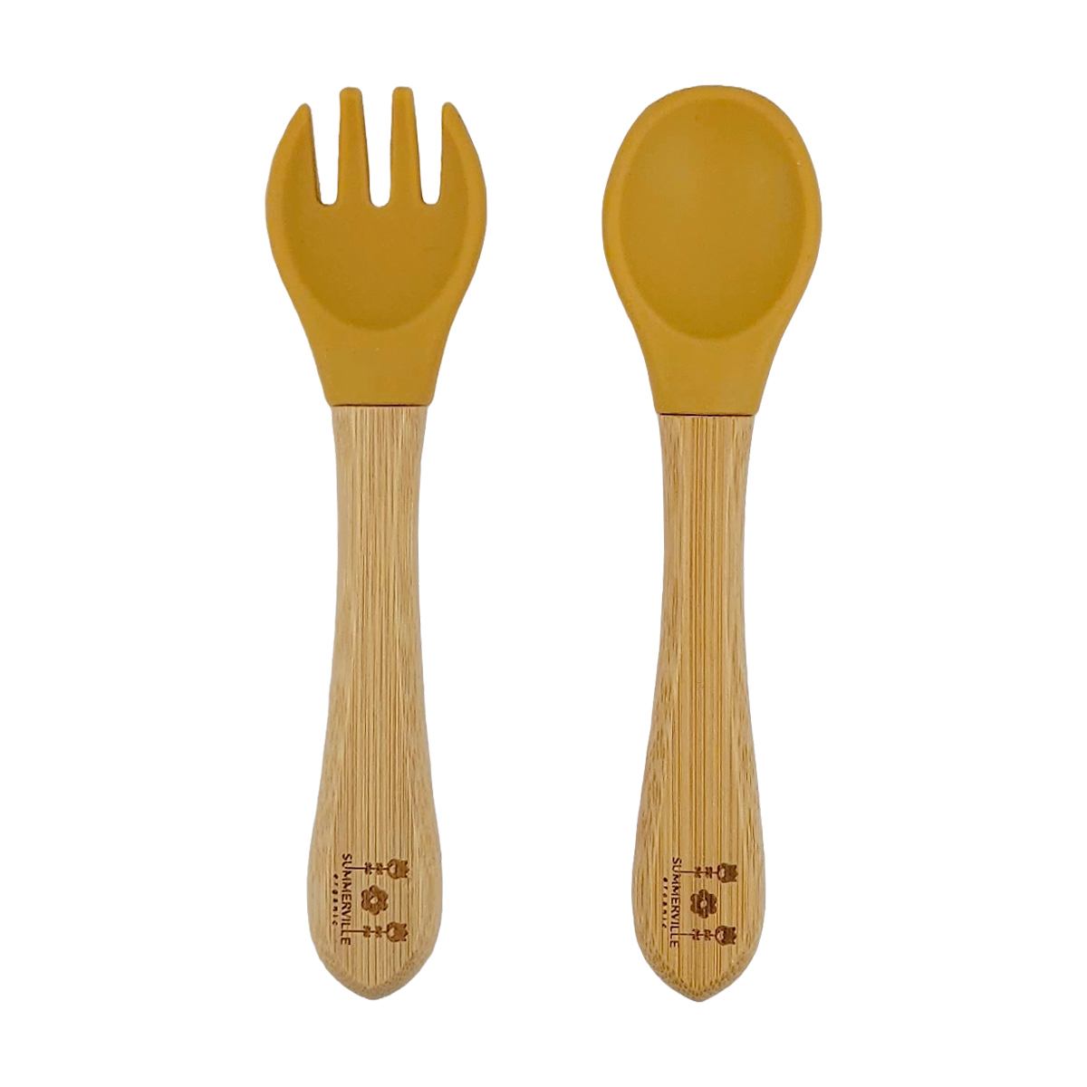Spoon and fork bamboo ochre