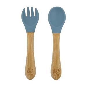 Spoon and fork bamboo stone blue