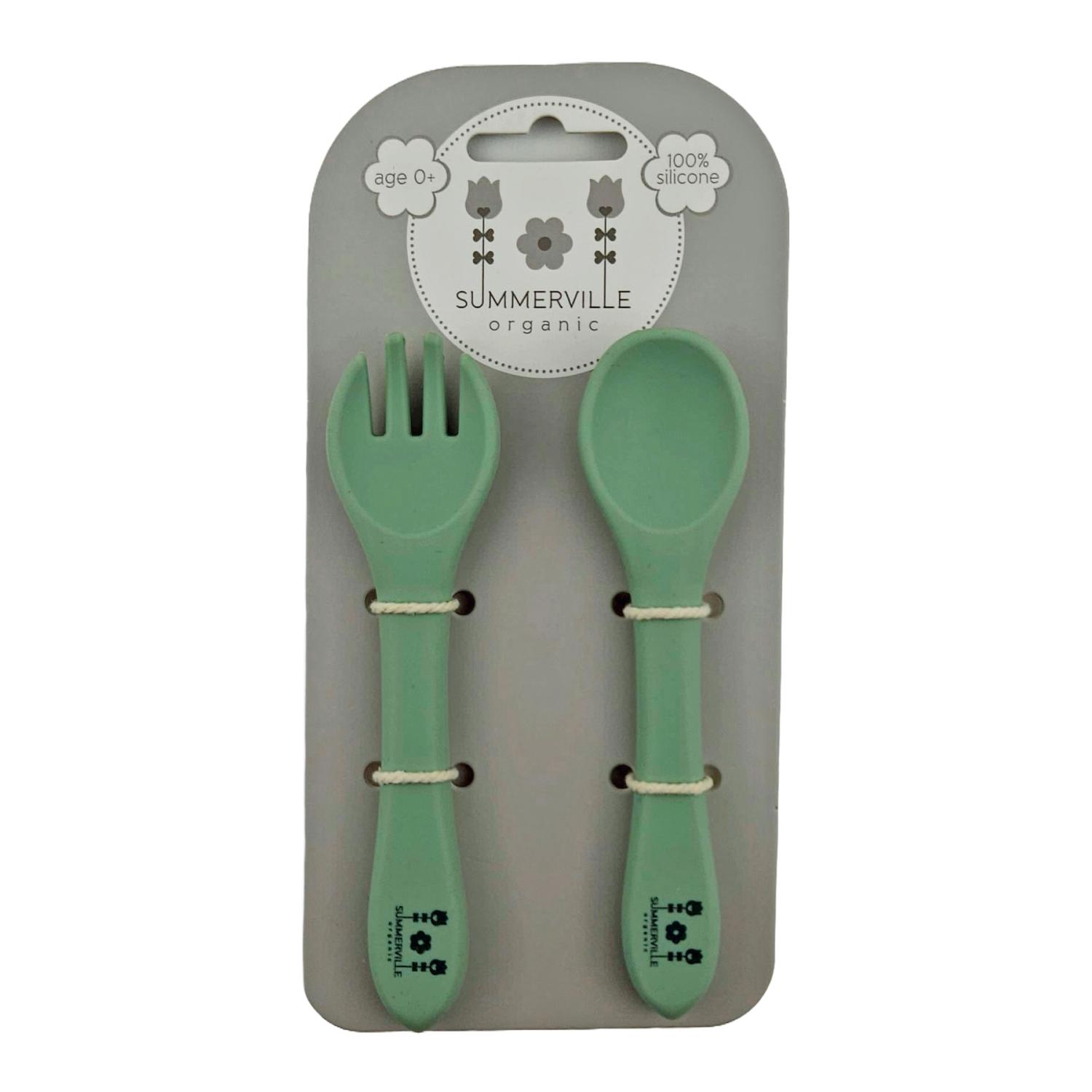 Spoon and fork silicone cameo green SV