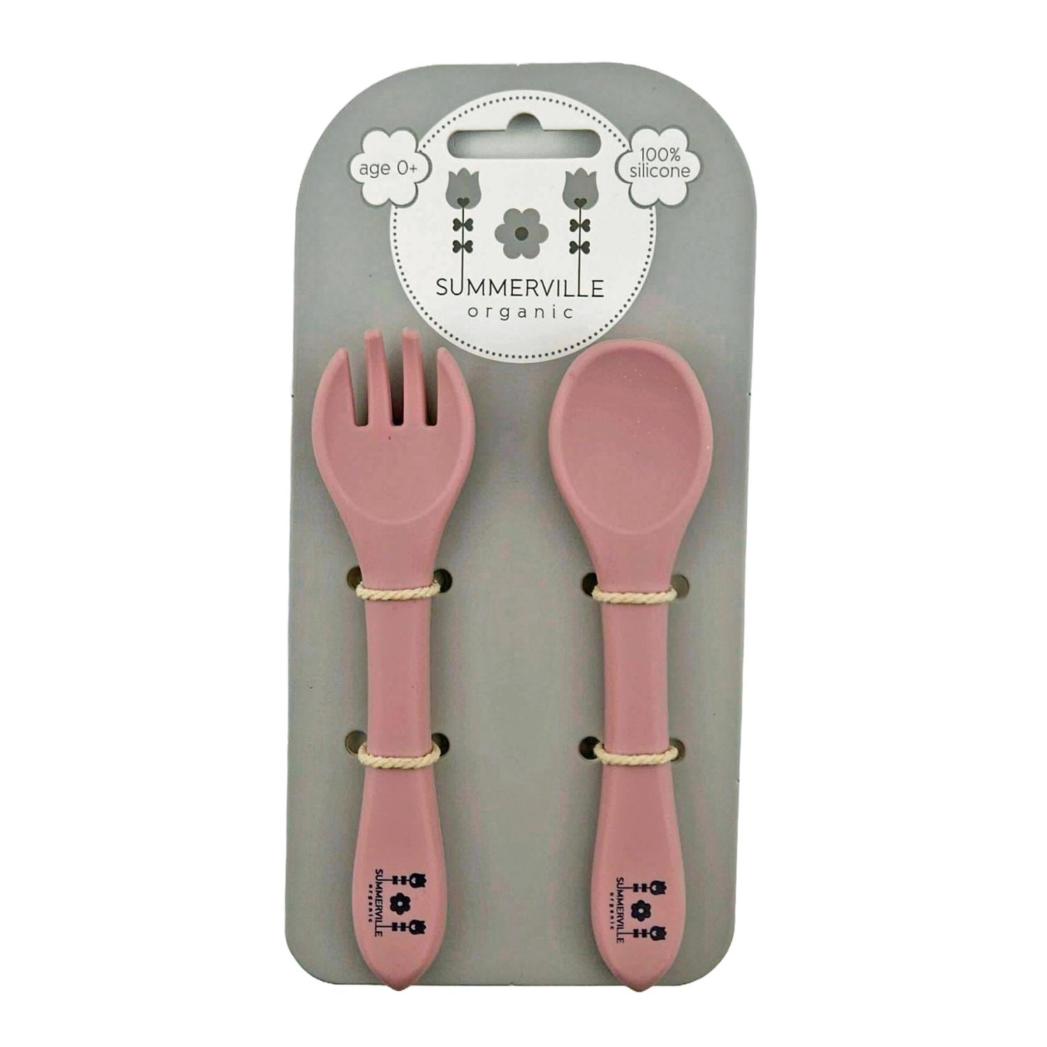 Spoon and fork silicone pale mauve SV