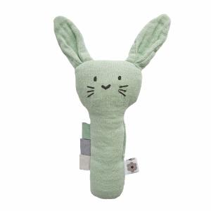 Soft rattle rabbit cameo green eco