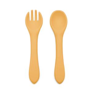 Spoon and fork silicone ochre