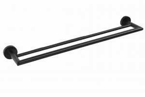Handduksstång Black 65 cm, dubbel, svart matt, Duschbyggarna