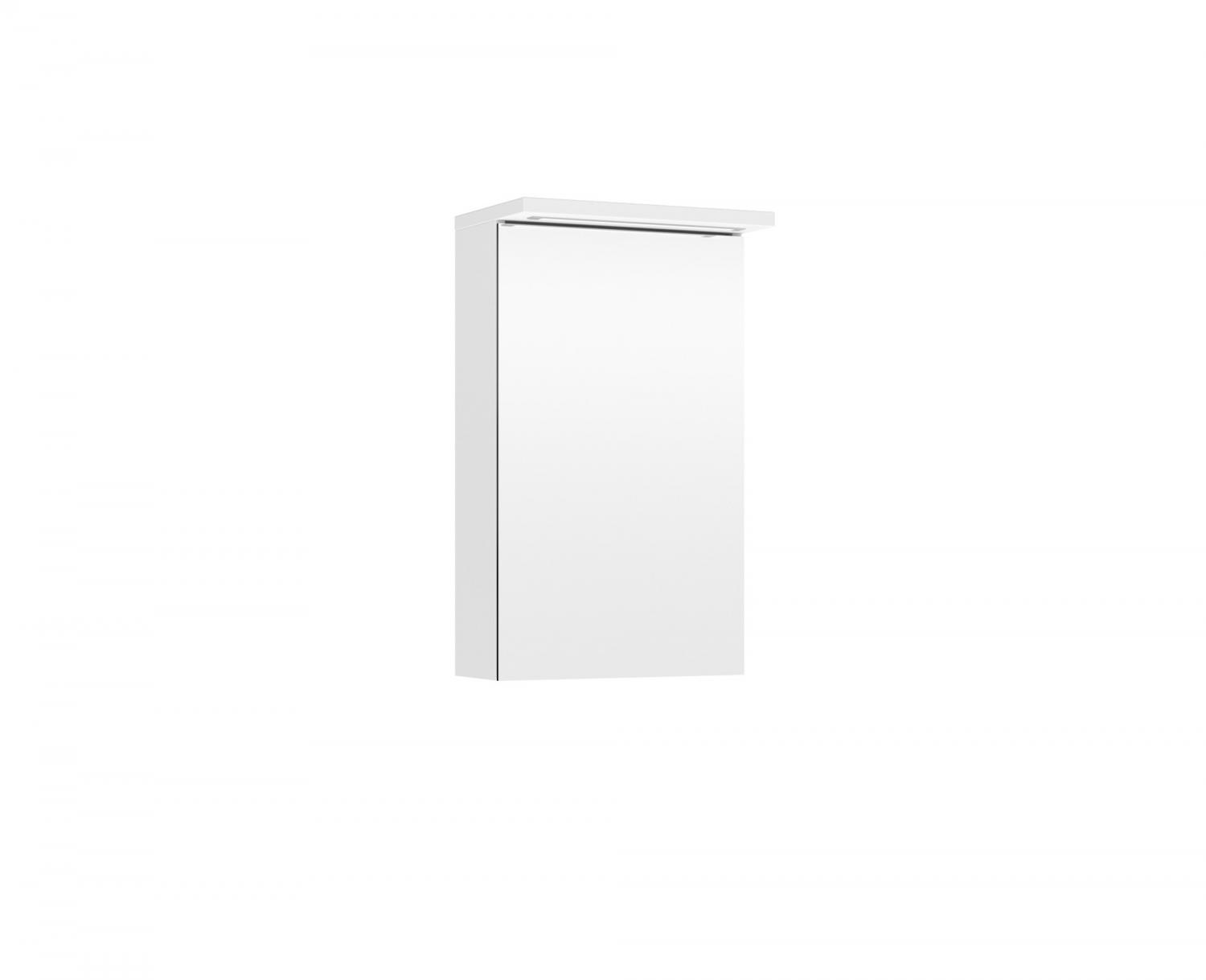 Highlight spegelskåp med en dörr, H680 D250 B600, högblank vit