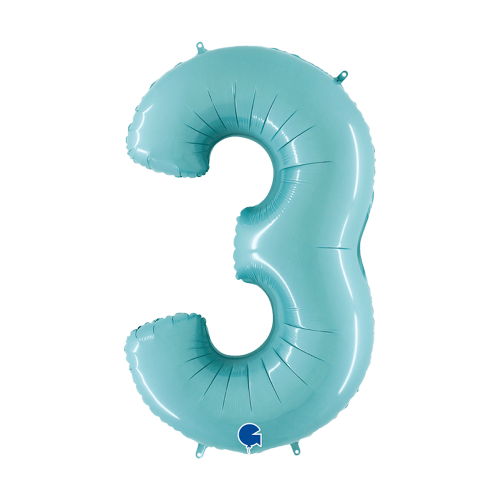 Ballongsiffra - Tre Pastellblå 100 cm