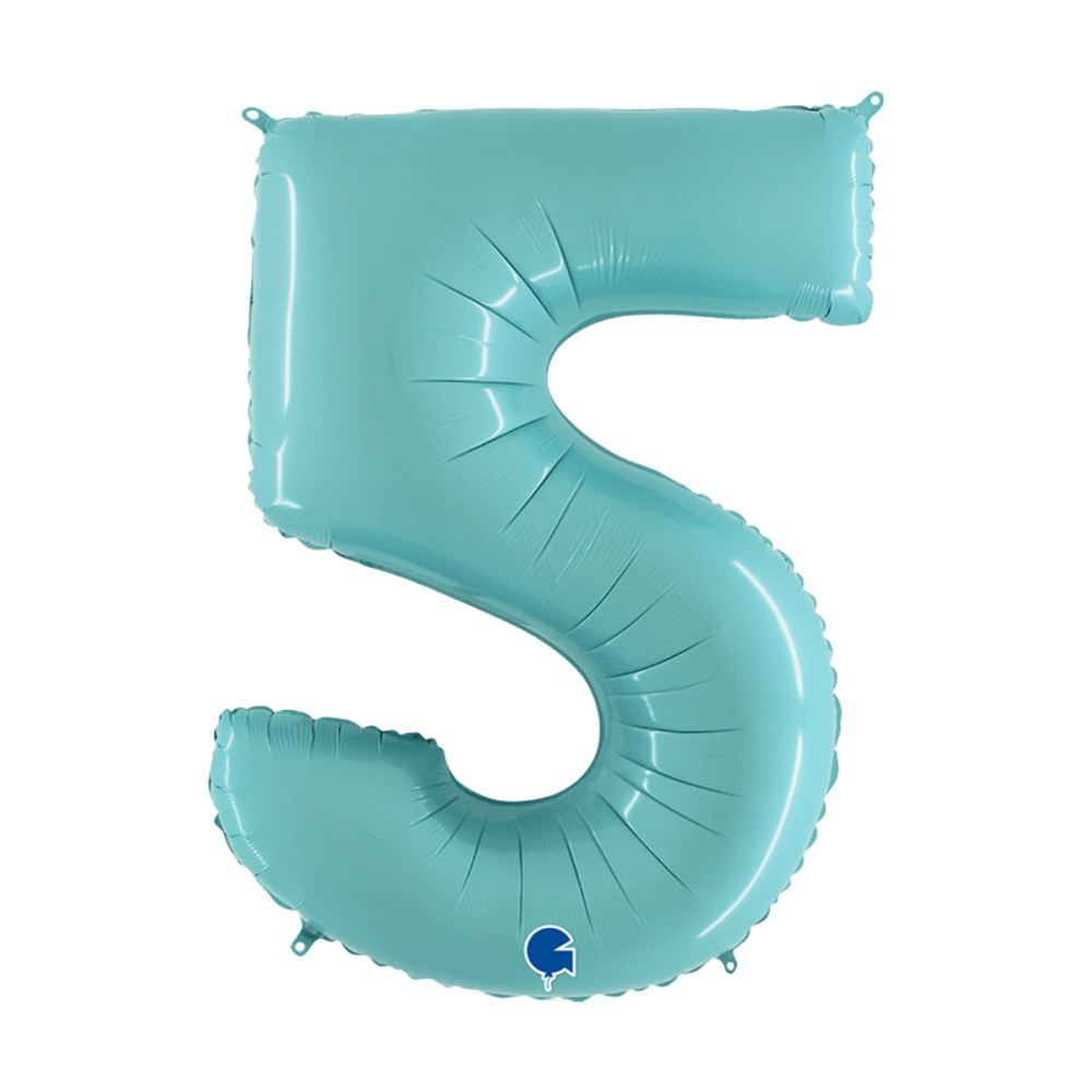 Ballongsiffra - Fem Pastellblå 100 cm