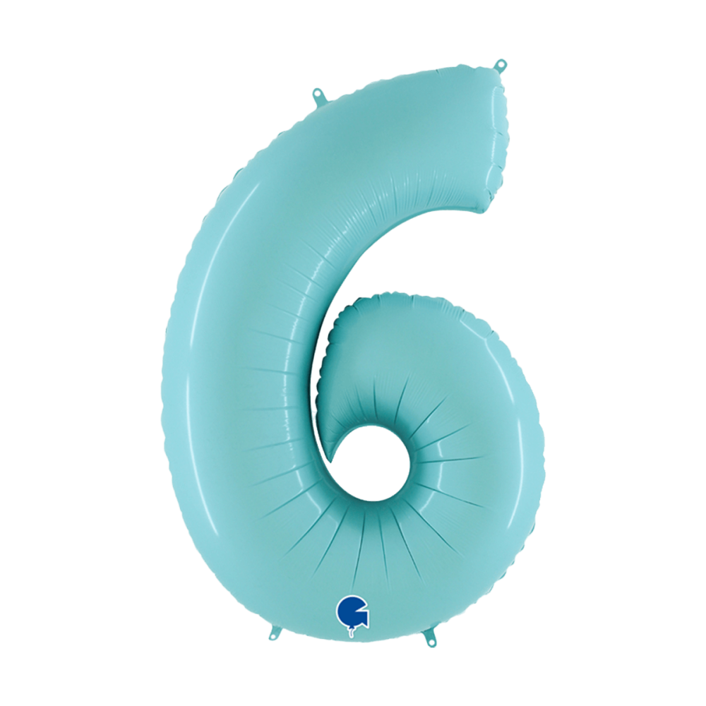 Ballongsiffra - Sex Pastellblå 100 cm