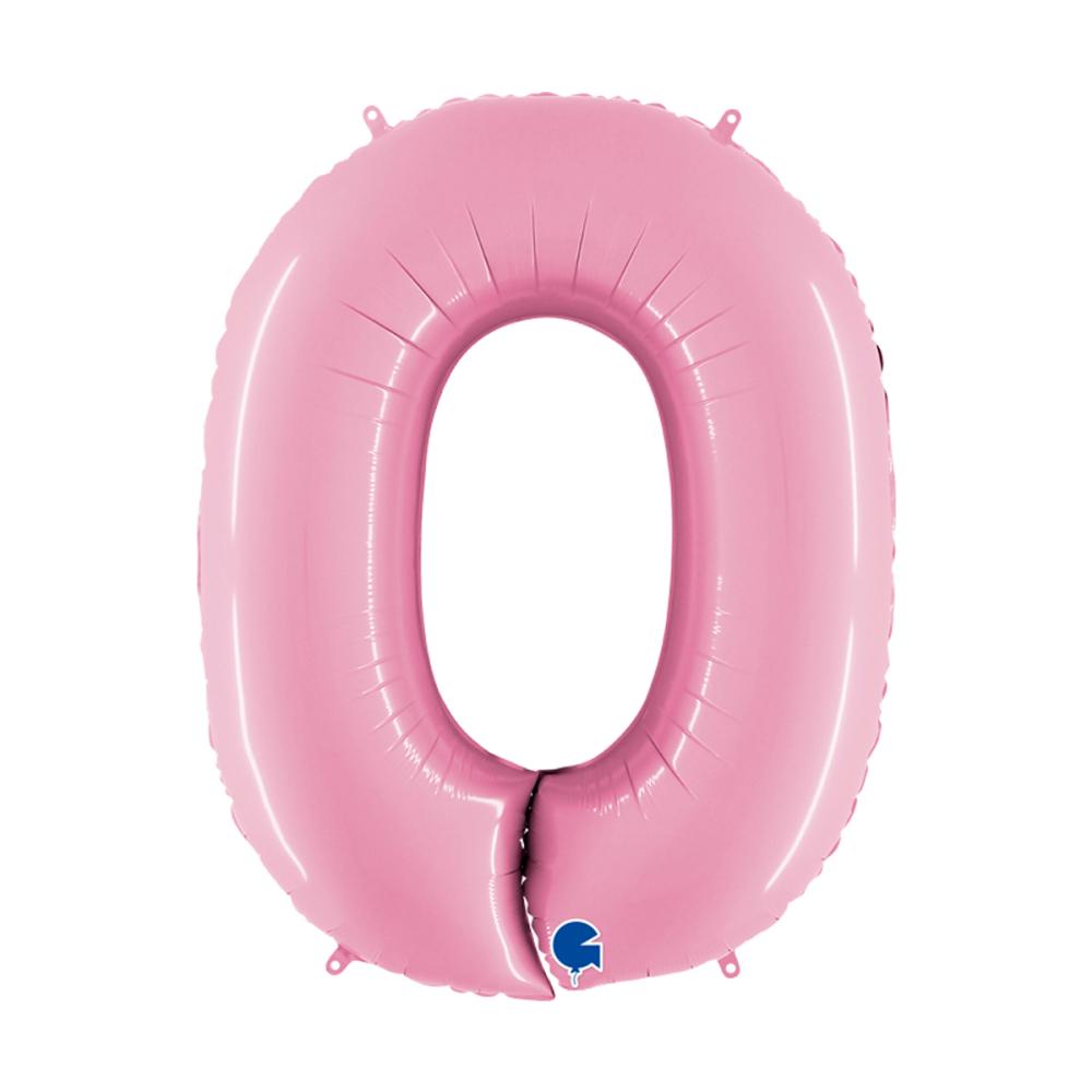Ballongsiffra - Noll Pastellrosa 100 cm