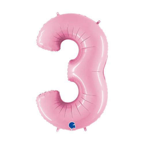 Ballongsiffra - Tre Pastellrosa 100 cm