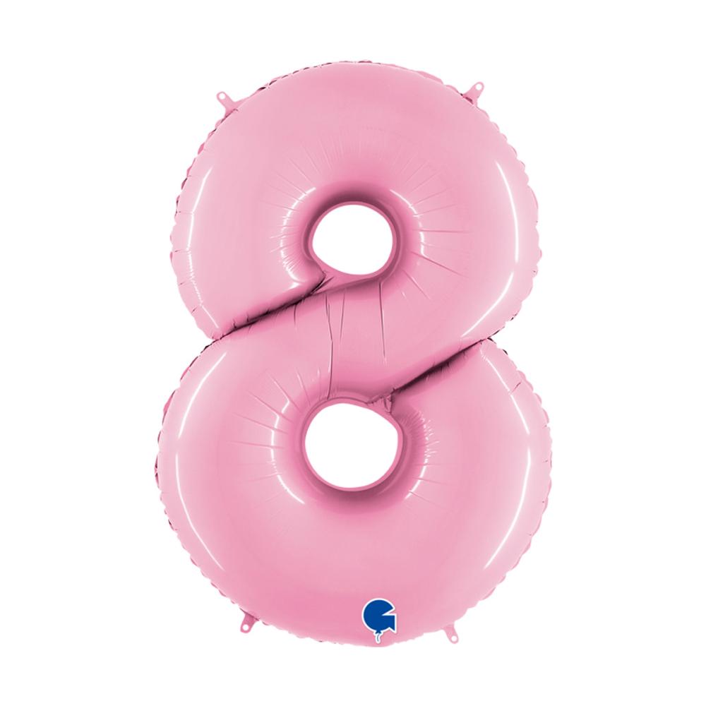 Ballongsiffra - Åtta Pastellrosa 100 cm