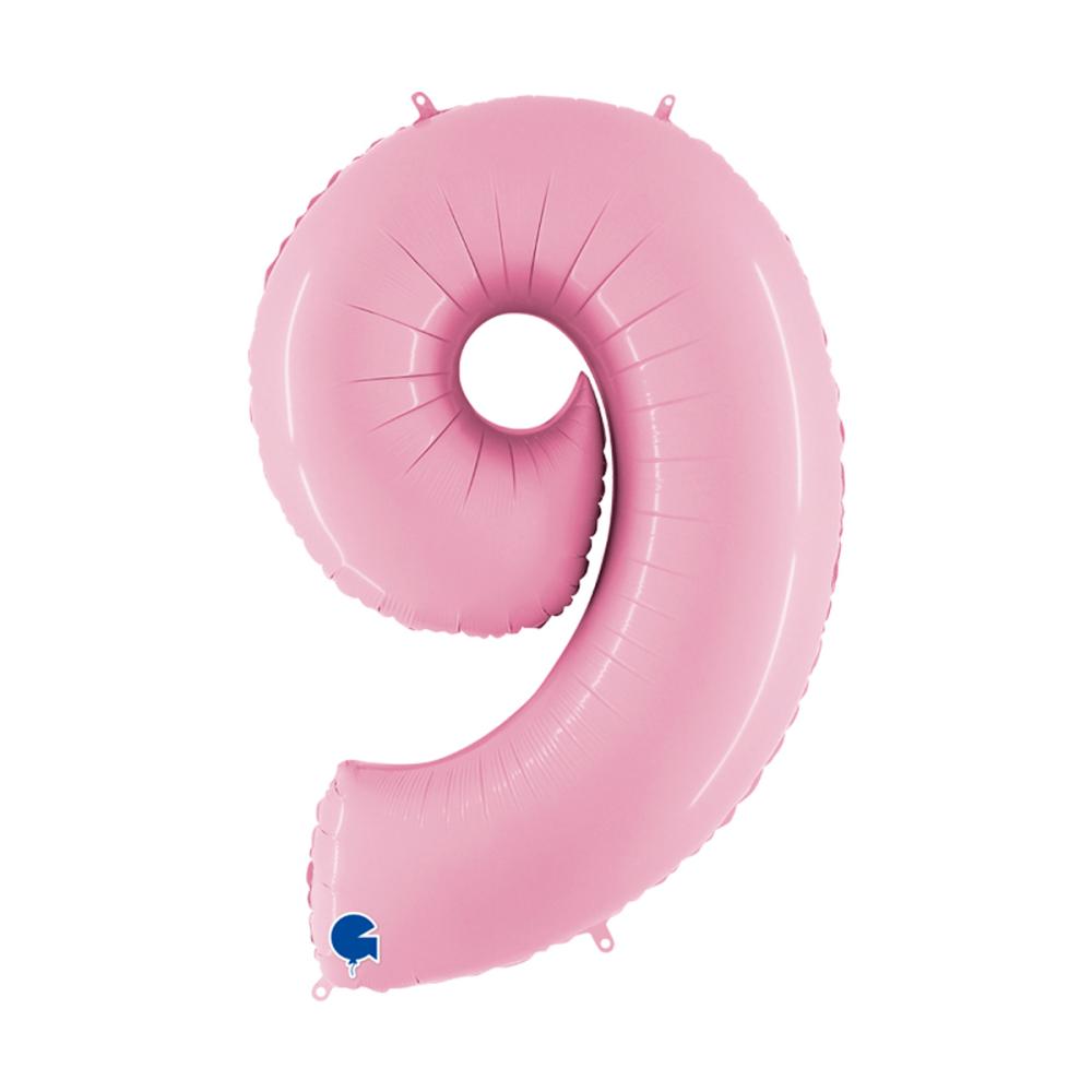 Ballongsiffra - Nio Pastellrosa 100 cm