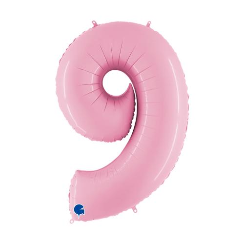 Ballongsiffra - Nio Pastellrosa 100 cm