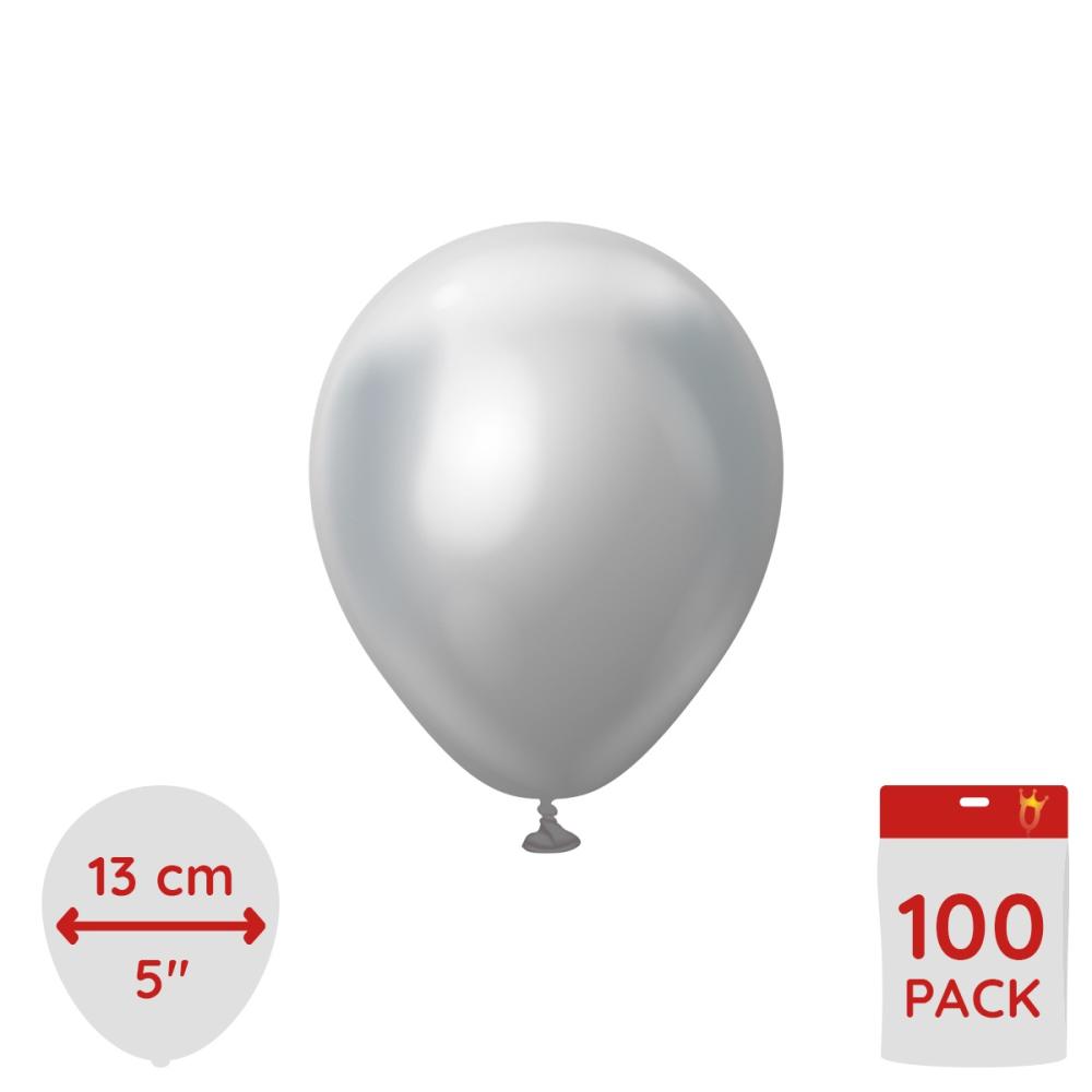 Latexballoons - Silver Chrome 13 cm 100-pack