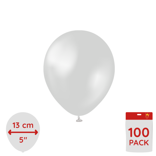 Latexballoons - Metallic Silver 13 cm 100-pack