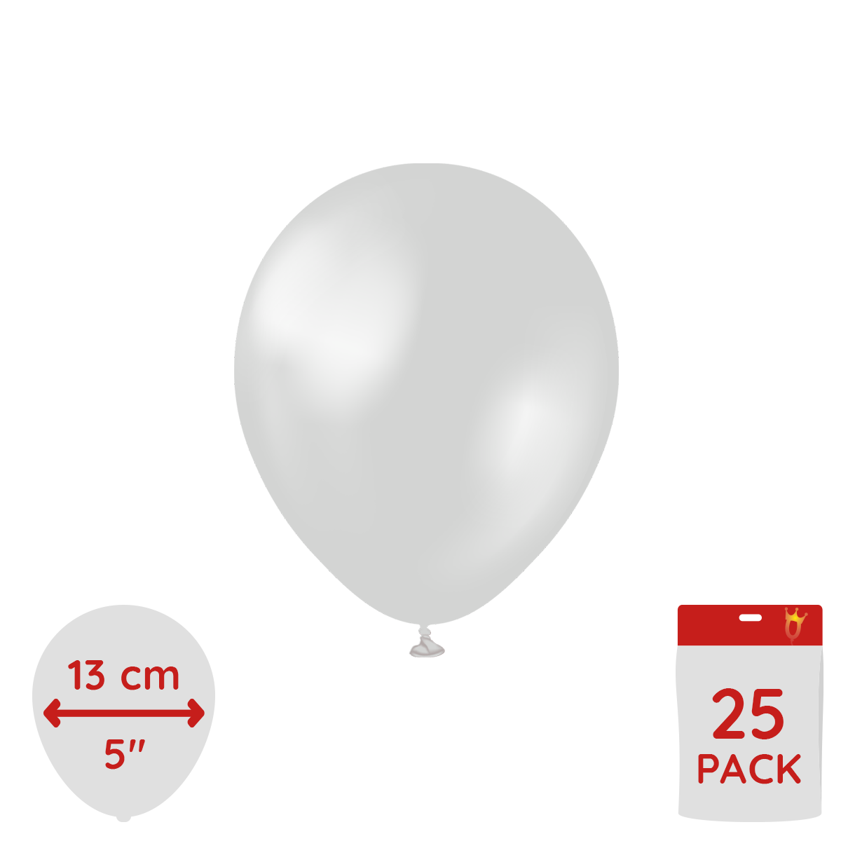 Latexballoons - Metallic Silver 13 cm 25-pack