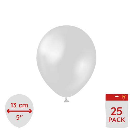 Latexballoons - Metallic Silver 13 cm 25-pack