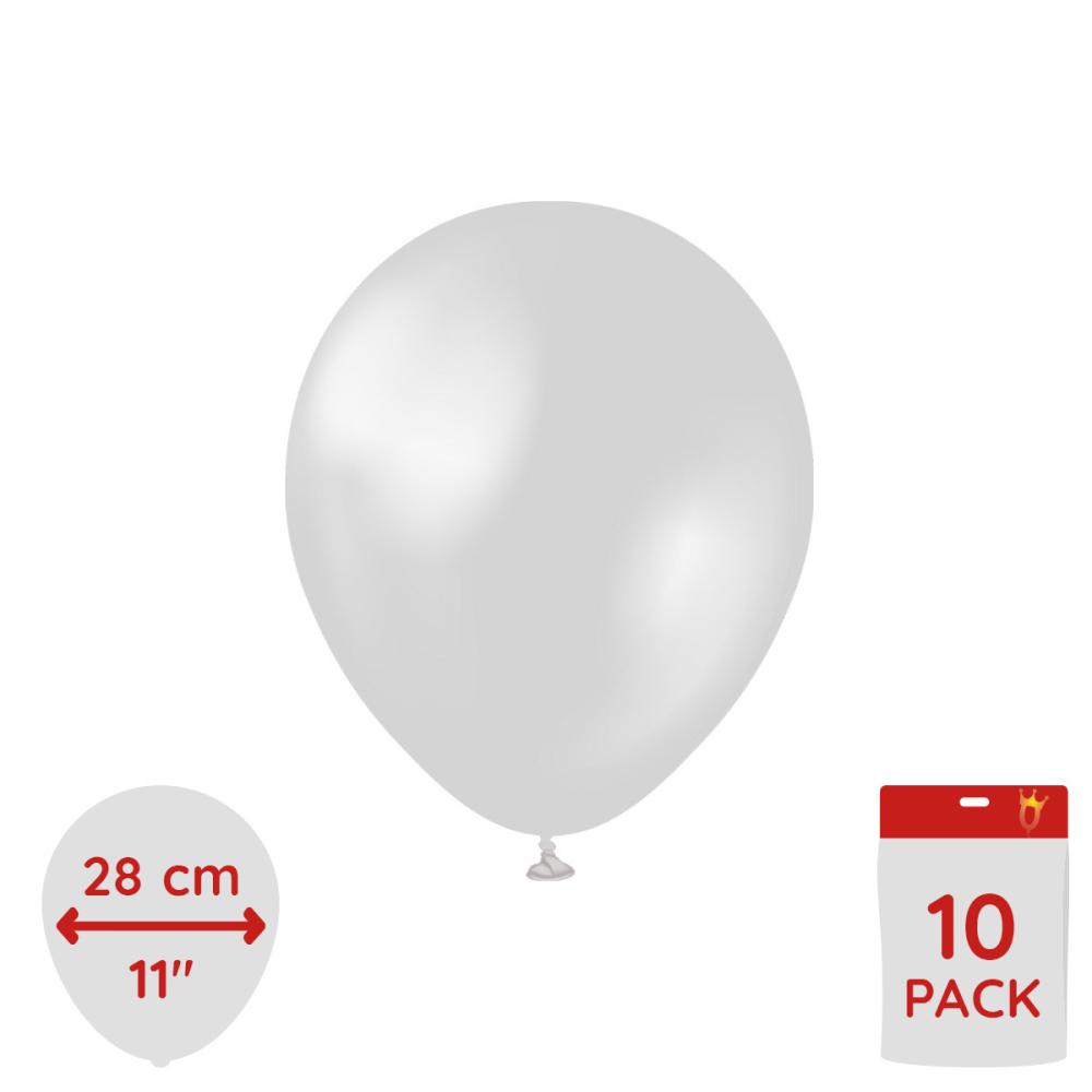Latexballoons - Metallic Silver 28 cm 10-pack