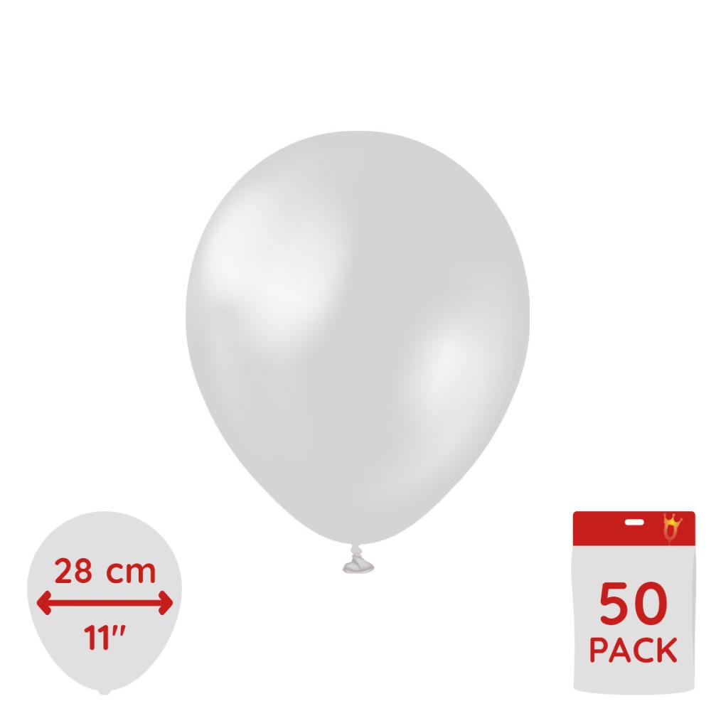 Latexballoons - Metallic Silver 28 cm 50-pack