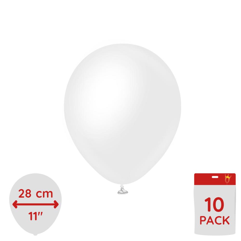 Latexballoons - Opaque Satin Snow White 28 cm 10-pack