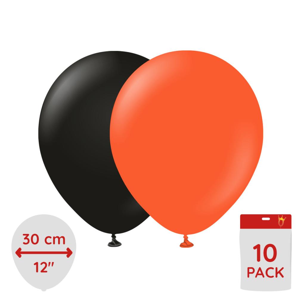 Latexballoons - Black & Flame Orange 30 cm 10-pack