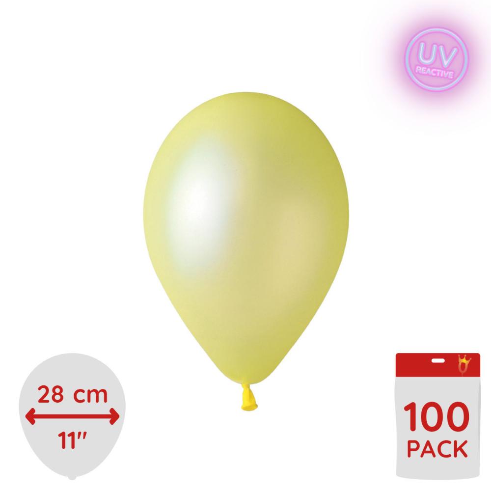 Latexballonger - Neon Yellow Glow 28 cm 100-pack