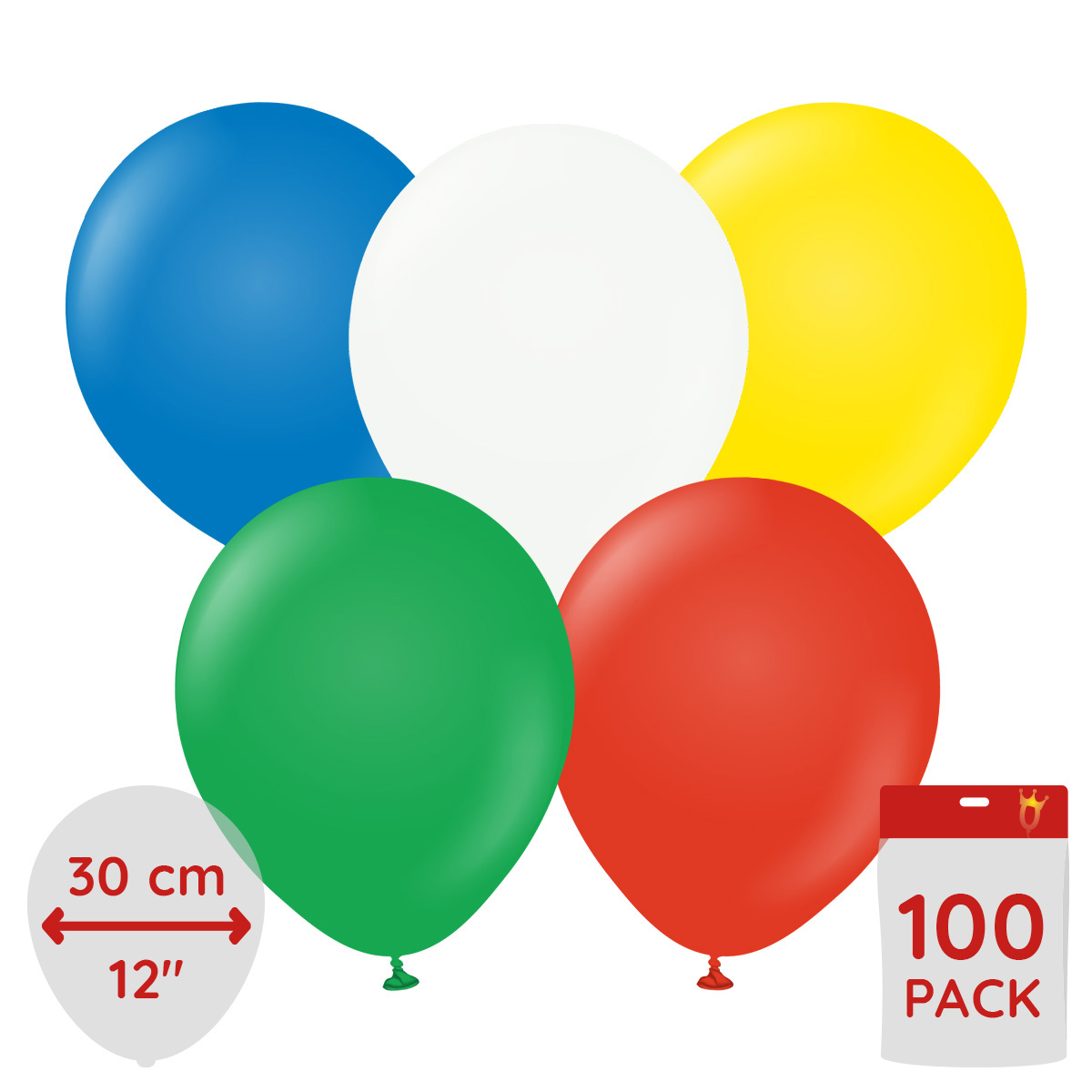 Latexballoons - Assorted Standard Colors 30 cm 100-pack