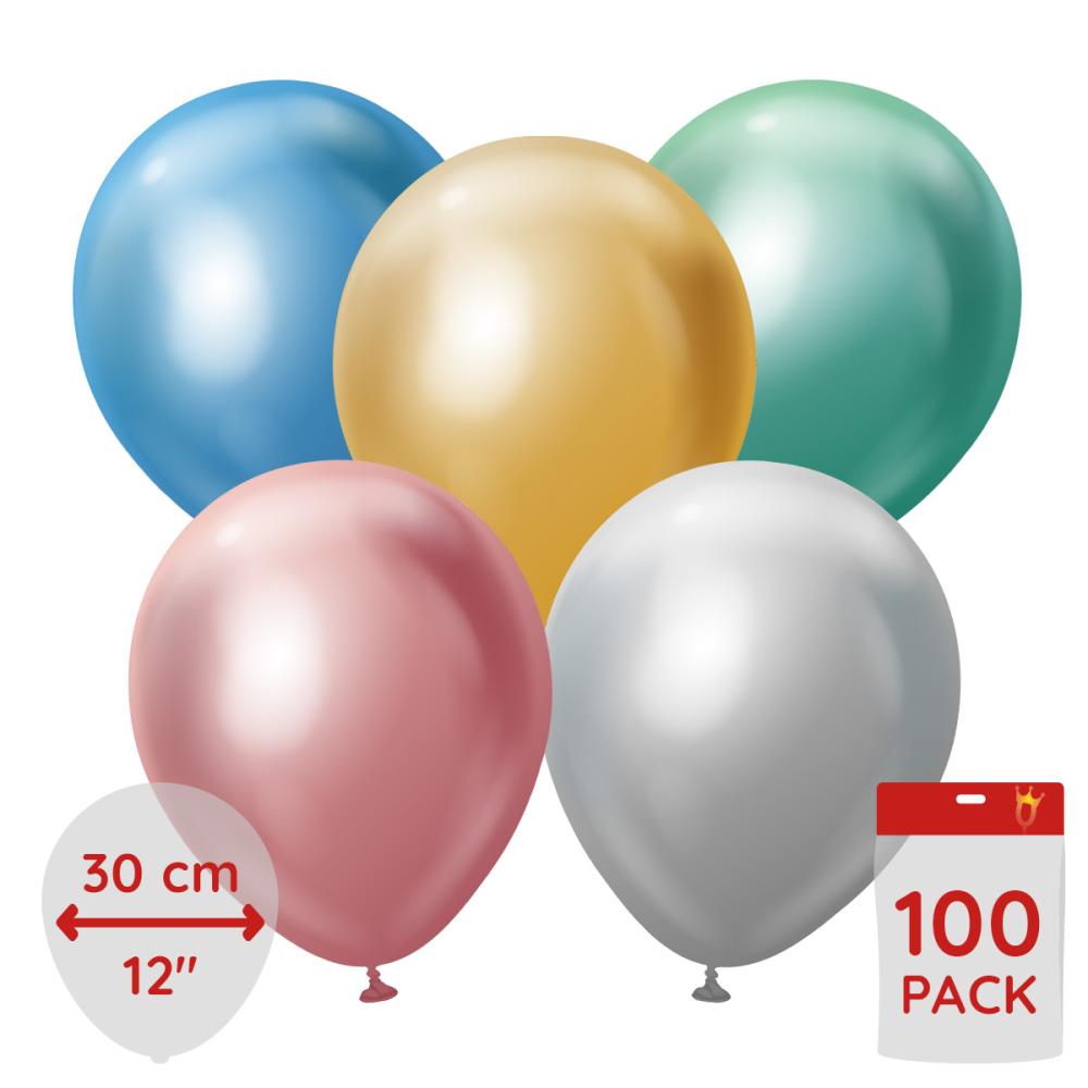 Latexballoons - Assorted Chrome 30 cm 100-pack