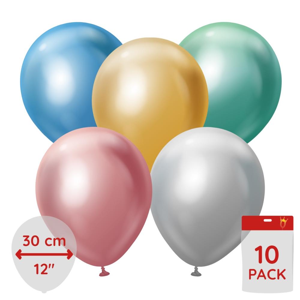 Latexballoons - Assorted Chrome 30 cm 10-pack