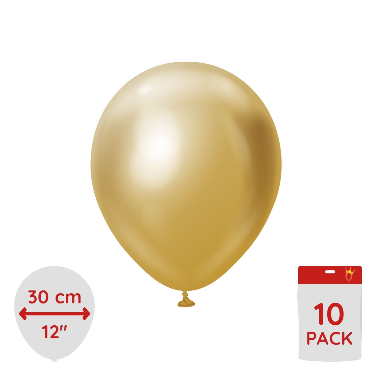 Latexballoons - Gold Chrome 30 cm 10-pack
