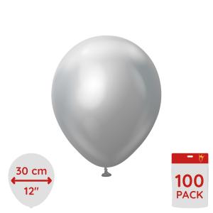 Latexballoons - Silver Chrome 30 cm 100-pack
