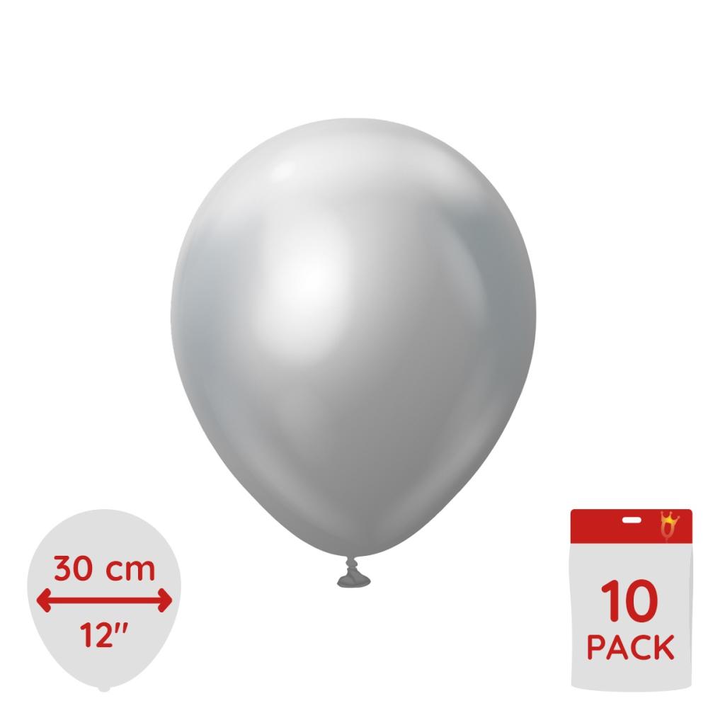Latexballoons - Silver Chrome 30 cm 10-pack