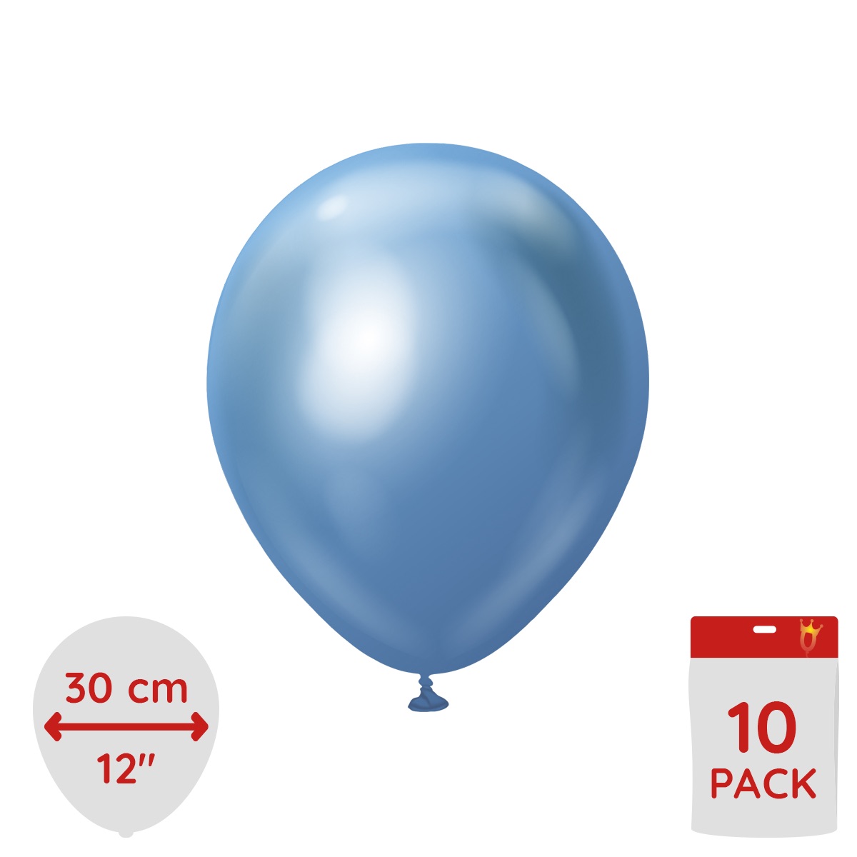 Latexballoons - Blue Chrome 30 cm 10-pack