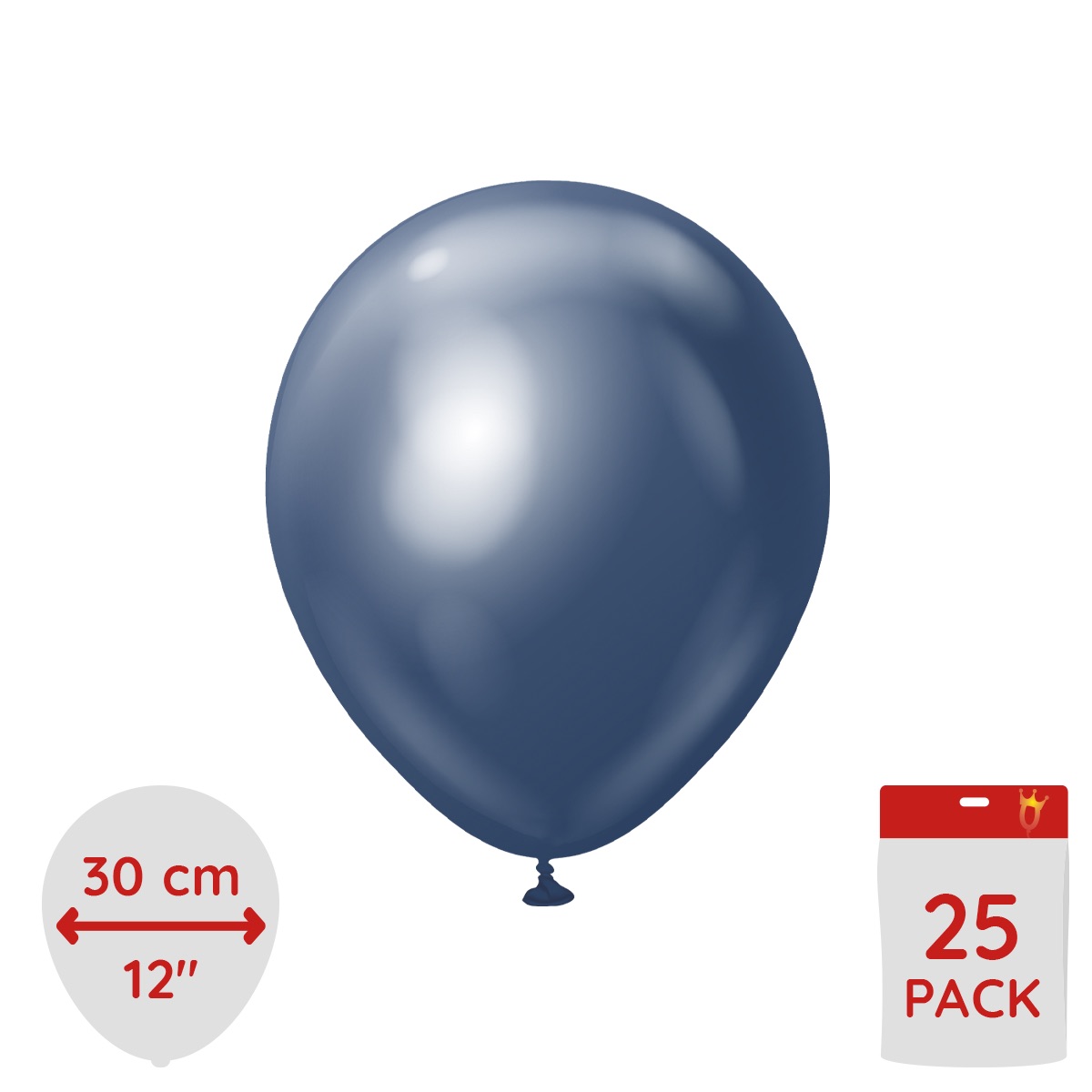 Latexballoons - Navy Chrome 30 cm 25-pack