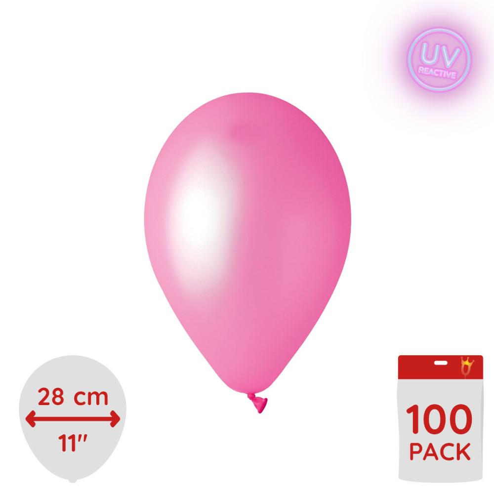 Latexballonger - Neon Pink Glow 28 cm 100-pack