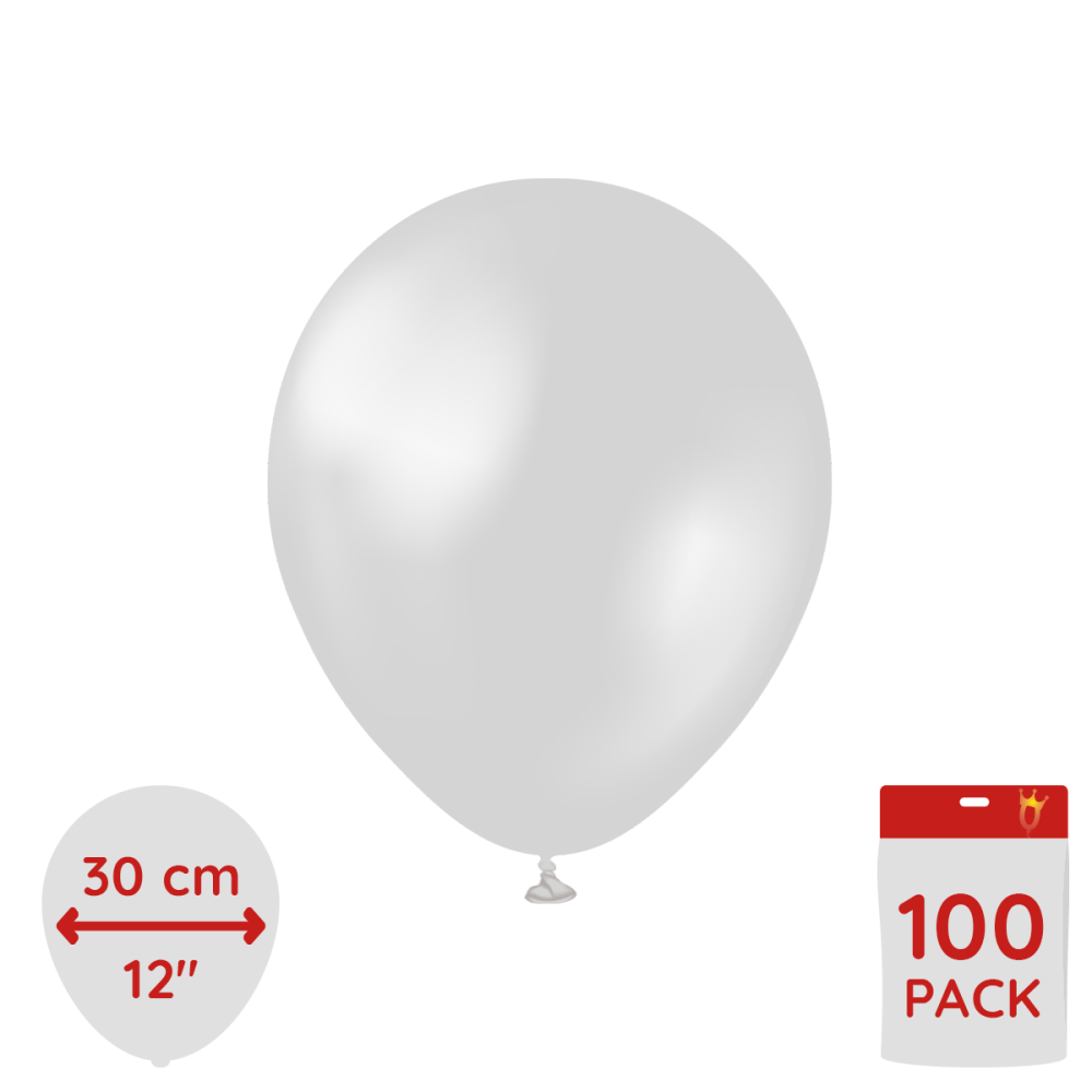 Latexballoons - Metallic Silver 30 cm 100-pack