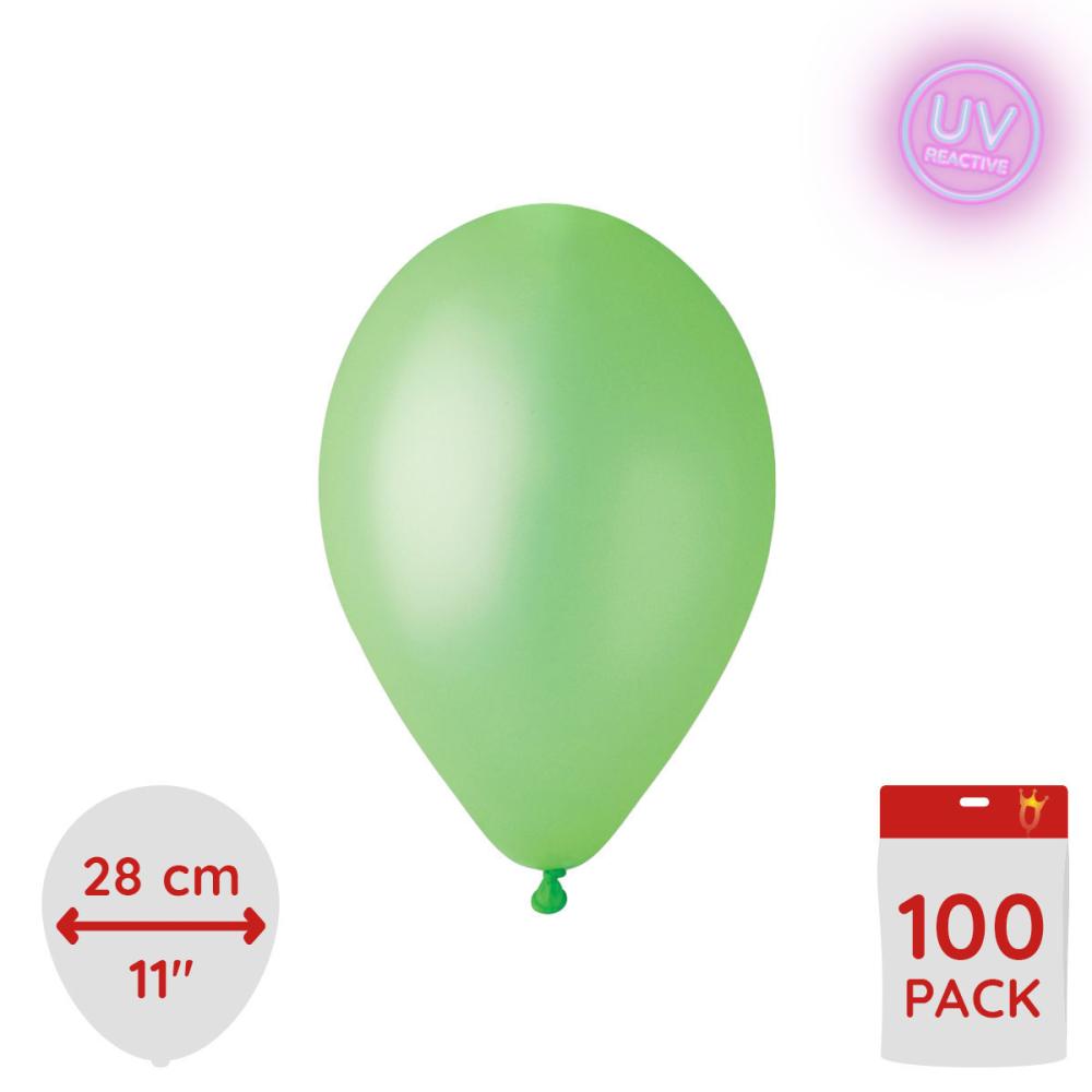 Latexballonger - Neon Green Glow 28 cm 100-pack