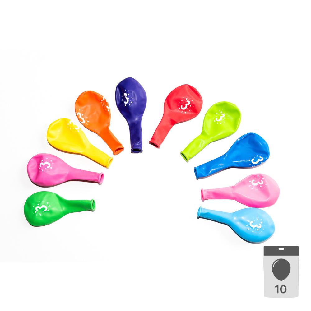 Sifferballonger Latex 3 - 10-pack