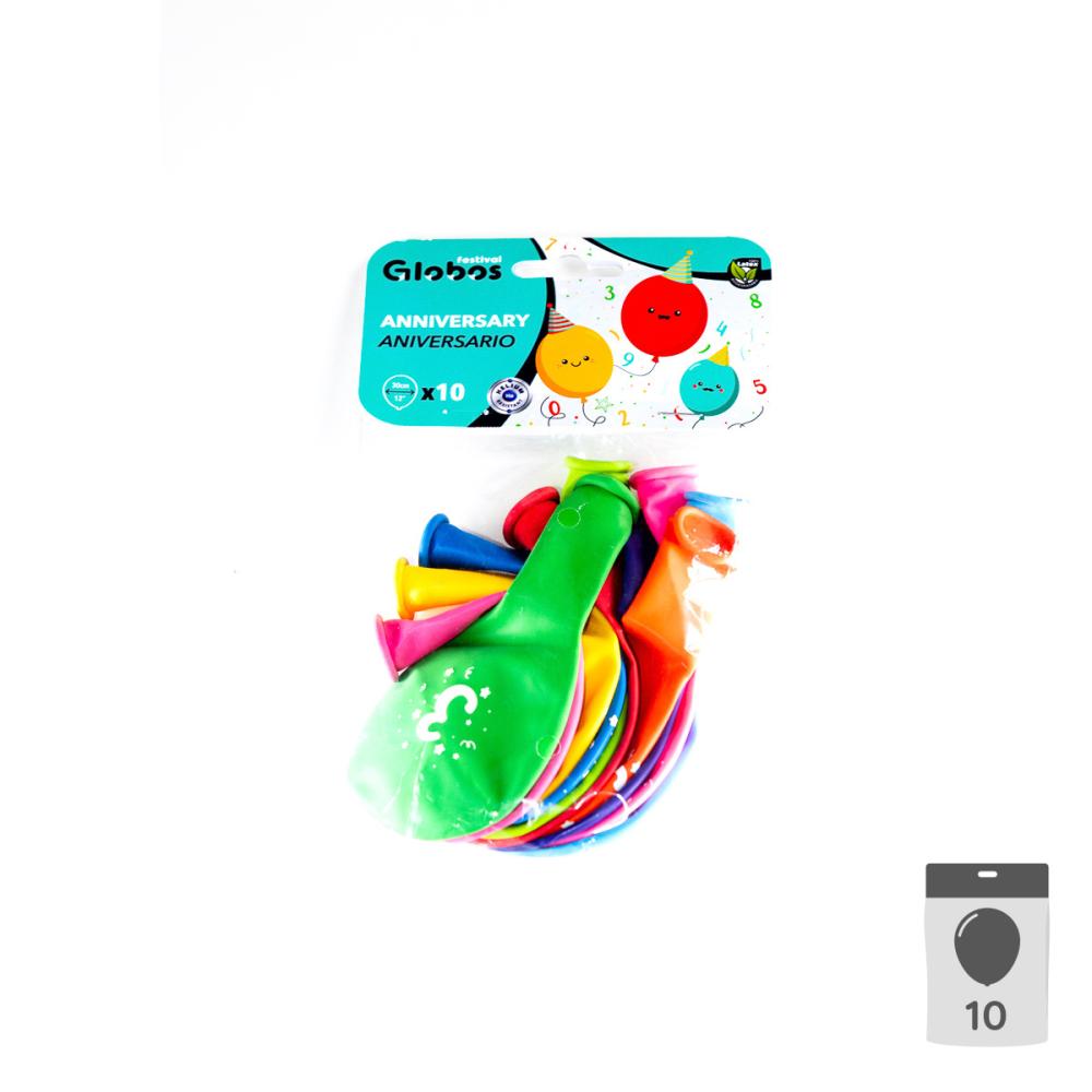 Sifferballonger Latex 3 - 10-pack