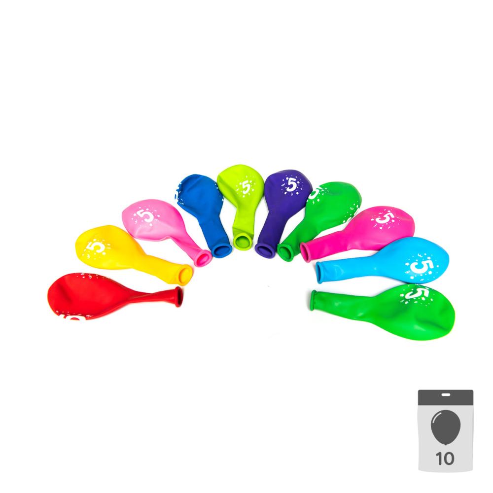 Sifferballonger Latex 5 - 10-pack