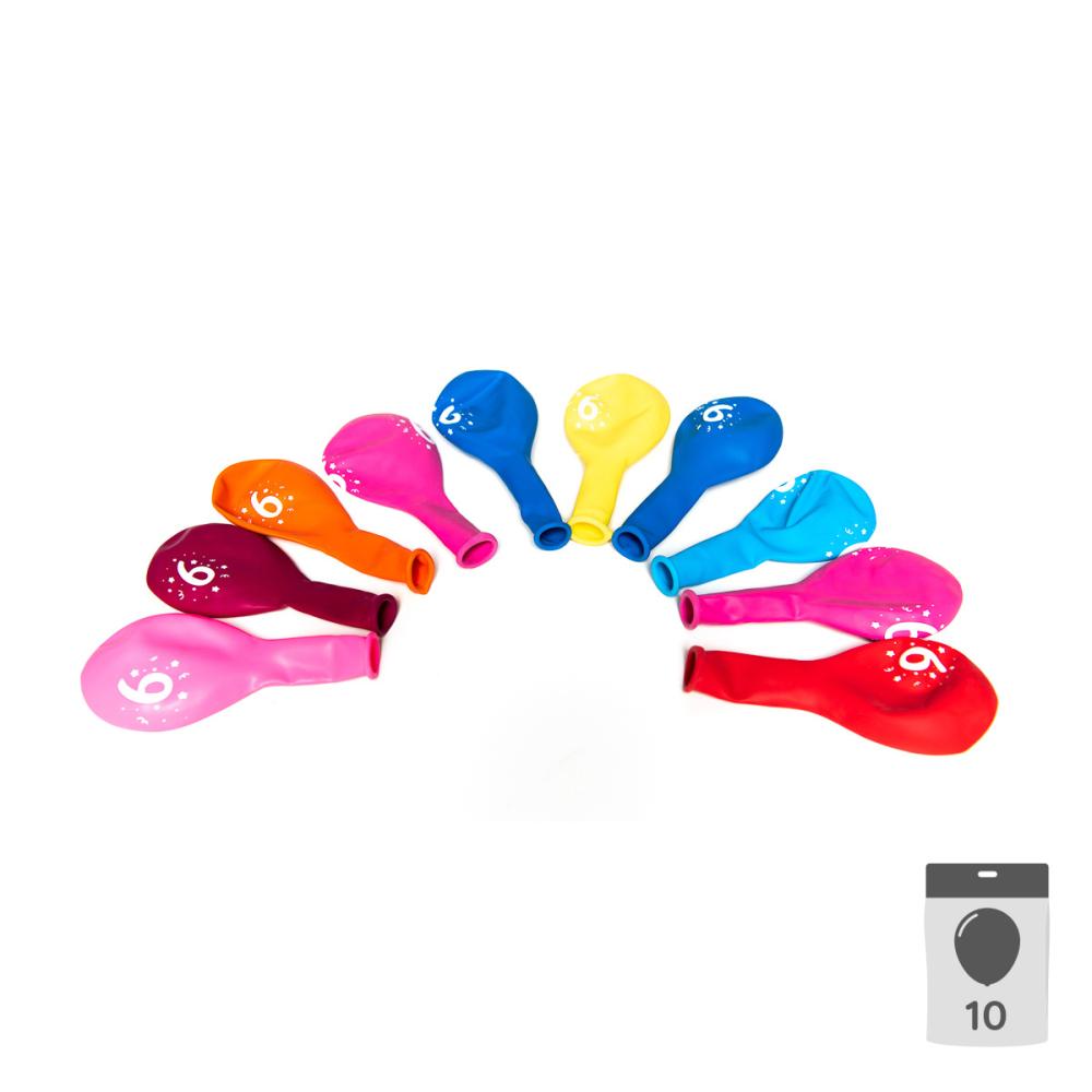 Sifferballonger Latex 6 - 10-pack