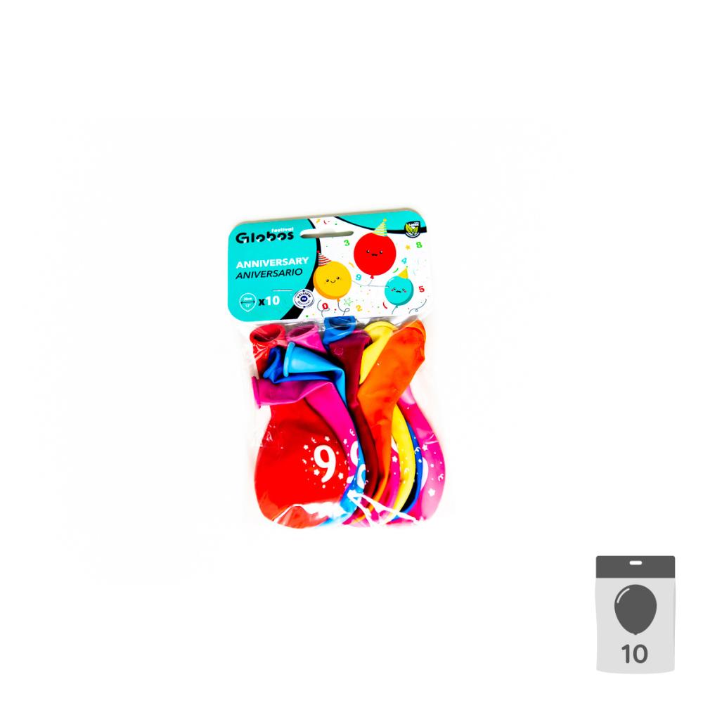 Sifferballonger Latex 6 - 10-pack