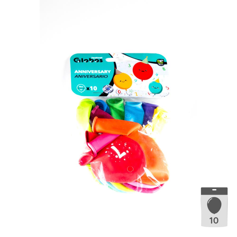 Sifferballonger Latex 7 - 10-pack