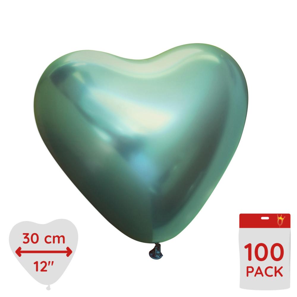 Latex Hearts - Green Chrome 100-pack