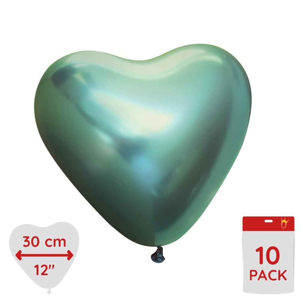 Latex Hearts - Green Chrome 10-pack