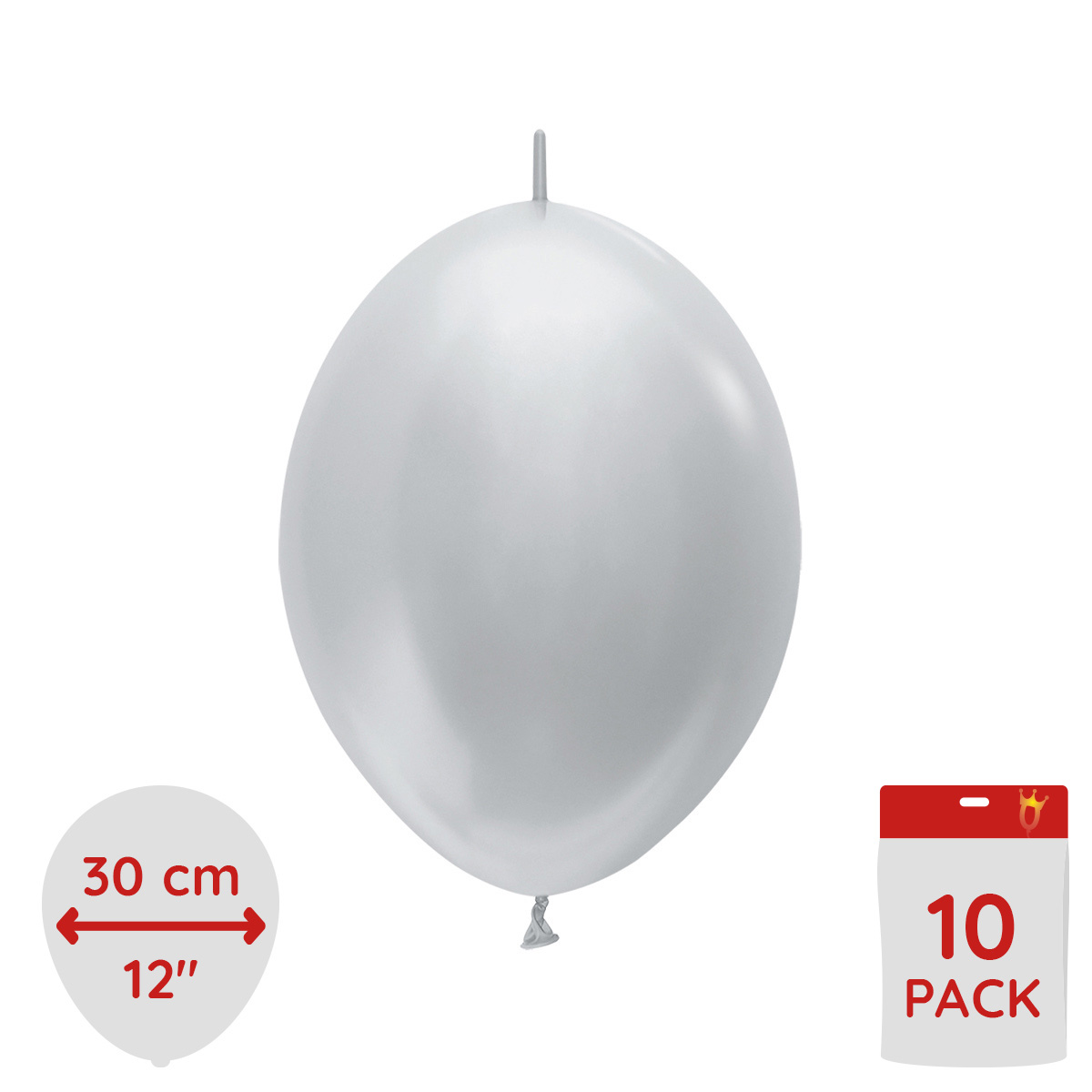 Link balloons - Metallic Silver 30 cm 10-pack