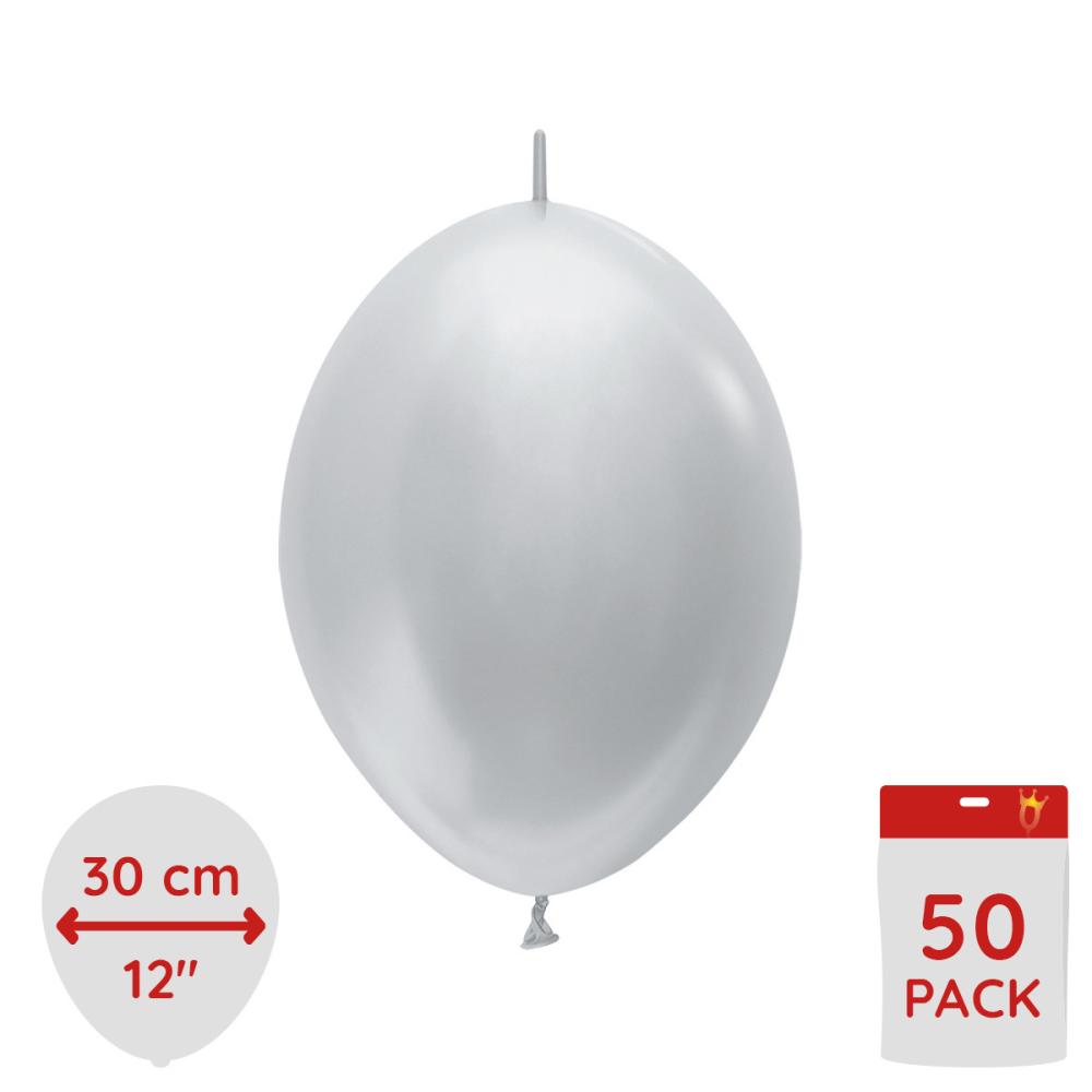 Link balloons - Metallic Silver 30 cm 50-pack