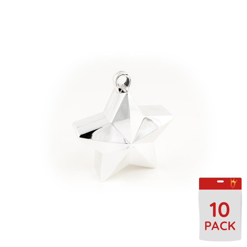 Ballongtyngder - Stjärnor Silver 160g 10-pack